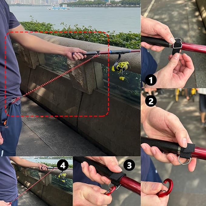 4 Pack Heavy Duty Kayak Paddle Leash & Retractable Fishing Lanyard, Coiled Rod Tether with Belt Clip for Kayaking, Paddle Board Accessories (Red/Blue)