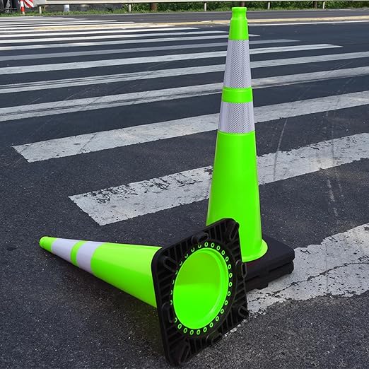 OrangeStar 8-Pack 36" Traffic Safety Cones, Green Construction Parking Cones with Reflective Collars, Heavy Weighted Base for Traffic Control, Construction, Parking Lots, Indoor & Outdoor Use