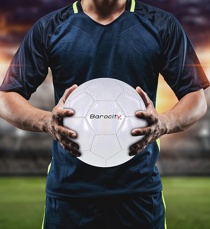Soccer Ball - Premium Boy and Girl Official Match Ball with Cool Reflective Iridescent Rainbow Hex Pattern, Durable, Indoor, Outdoor, Training, Practice, Playtime and Games