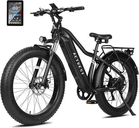 Electric Bike for Adults with Peak 1500W Brushless Motor,65Miles 28MPH Electric Mountain Bike, 624Wh Removable Built-in Battery Ebike, 26"×4 Fat Tires Ebikes for Adults,7 Speed,Front Suspension