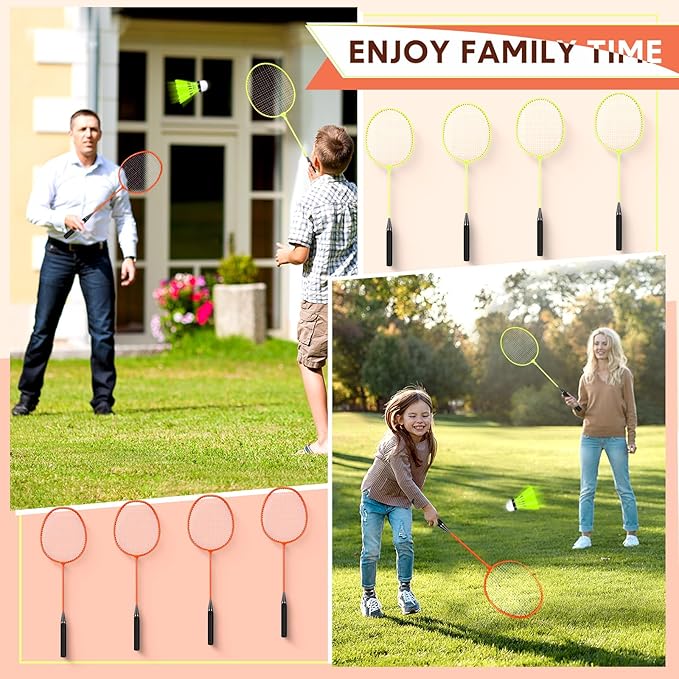 12 Pack Badminton Rackets Set Including Rackets, Nylon Shuttlecocks and Carry Bag for Outdoor Backyard Games Beginners