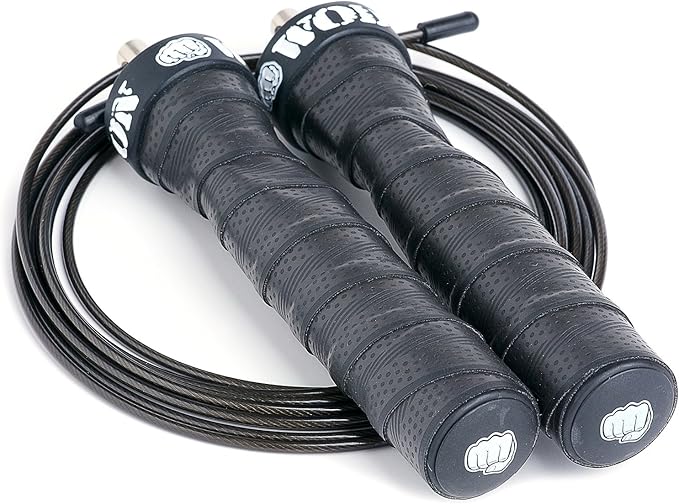 WOD Nation Attack Speed Jump Rope : Adjustable Jumping Ropes : Unique Two Cable Skipping Workout System : One Thick and One Light 11 Foot Cable : Perfect for Double Unders : Men and Women