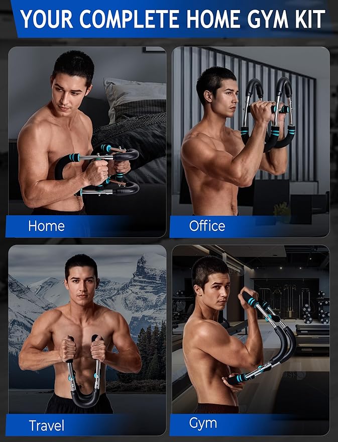 Adjustable Twister Arm Trainer, 4 Spring Chest Workout and Arm Exerciser with 30-110 lbs Resistance for Men, Detachable Home Strength Training Fitness Equipment with Poster