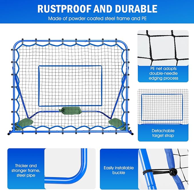 4.8x3.7FT Soccer Rebounder Net, Quick-Switch Angle Soccer Training for Control, Passing Practice, Easy Setup Rebounder Gifts & Equipment for Kids,Teens & Adults