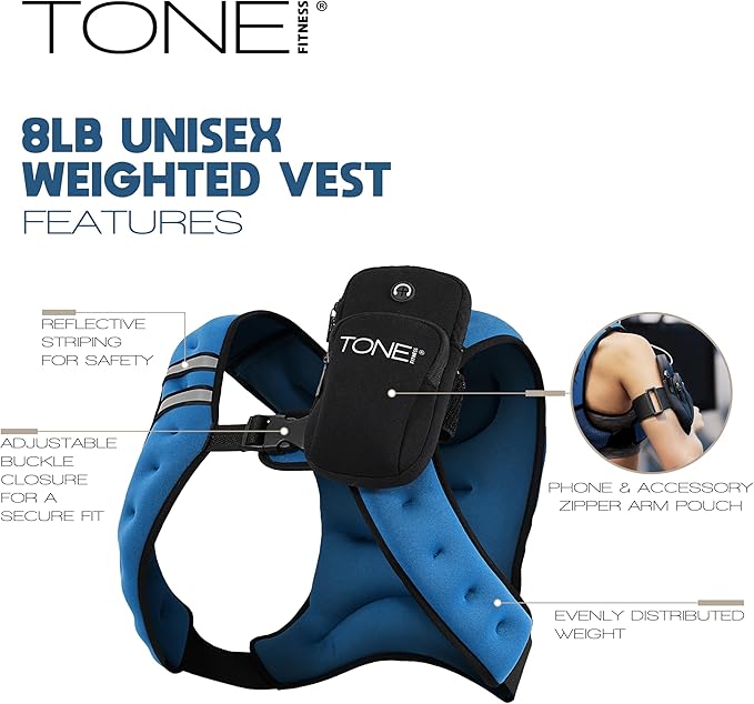 Tone Fitness Weighted Vest | 8lb or 12lb | Multiple Options