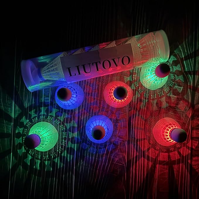 LED Badminton Birdies, Plastic Light Up Birdies Glow in The Dark Nylon Lighting Birdies Shuttlecock for Indoor Outdoor Sports Activities