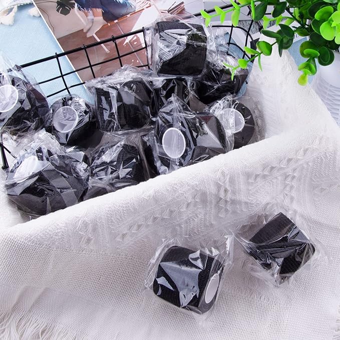 BQTQ 144 Rolls Self Adhesive Bandage Wrap 2 Inch Black Self Adherent Wrap Tape Sticky Bandage Athletic Wrap Self Adhesive Wrap for Sports Vet Wrist Ankle Sprains