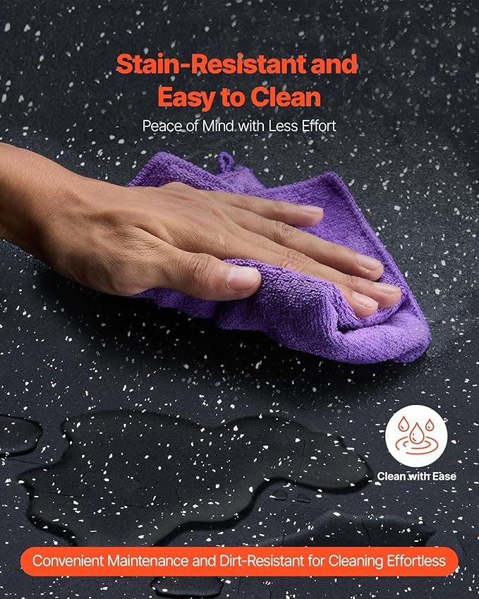 VEVOR 0.56 Inch Thick Gym Floor Mats, Rubber Top with EVA Foam, 25" x 25" Gym Flooring Workout Mats, Interlocking Puzzle Gym Mats for Gym, Home, Garage