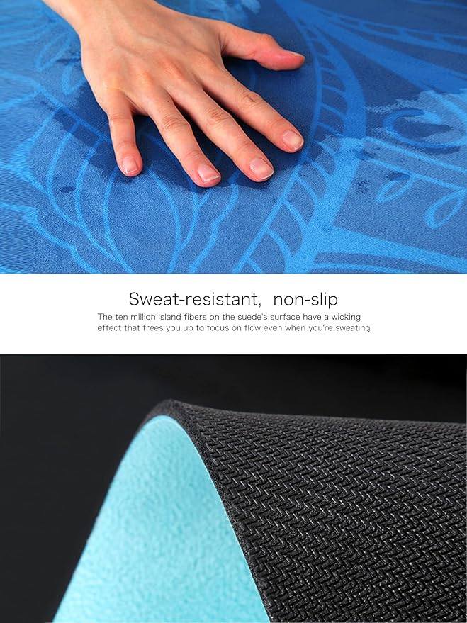 Pilates Mat Round Oversize Yoga Mat Suede Rubber Non-Slip Dia 140cm Exercise Mat Meditation Mat Workout Mat for Home Outdoor