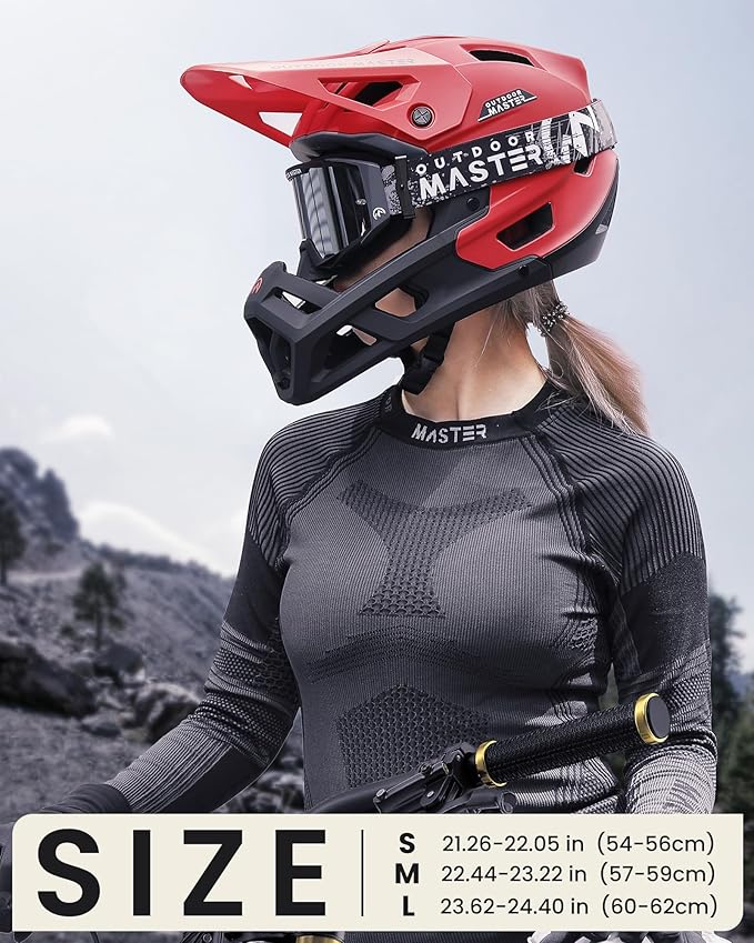 OutdoorMaster Full Face Mountain Bike Helmet for Men & Women-Two Removable Chin Pad Mountain Bike Helmet Grizzly, Ventilation Lightweight Racing Downhill DH BMX MTB Helmet