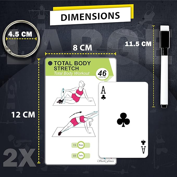 Pilates Bar Workout Cards - 58 Exercise Cards with Pilates Stick Work Out Postures, Instructions & Breathing Tips | Free Ring & Dry-Erase Marker to Create Your Customize Workout Planner Chart