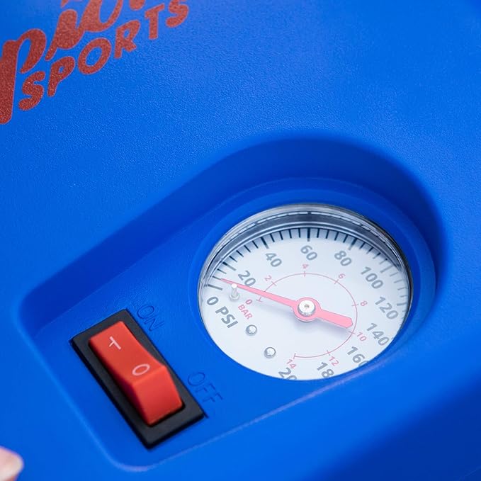 Champion Sports Electric Ball Inflator with Needle - Quiet Air Compressor for Basketball, Soccer, Volleyball & Sports Balls, High PSI Rating, Fast Inflation, 110-120V AC Power for Gym & School Use