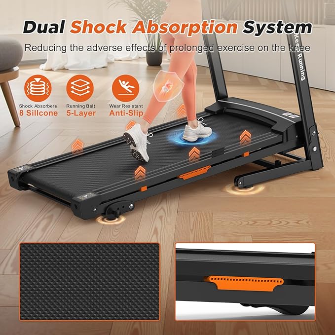 FYC Folding Treadmill for Home with Incline 330lb Weight Capacity 3.5HP Portable Electric Treadmill with Bluetooth, 12 Preset Programs Exercise Running Machine Easy Assembly