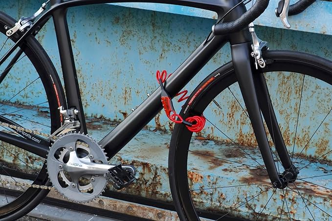 Bike Lock Cable, Q5-COCON 6ft Red, 3-Digit Resettable Combination Cable Lock, Compact Design, Easy to Carry, Bicycle Lock Cable