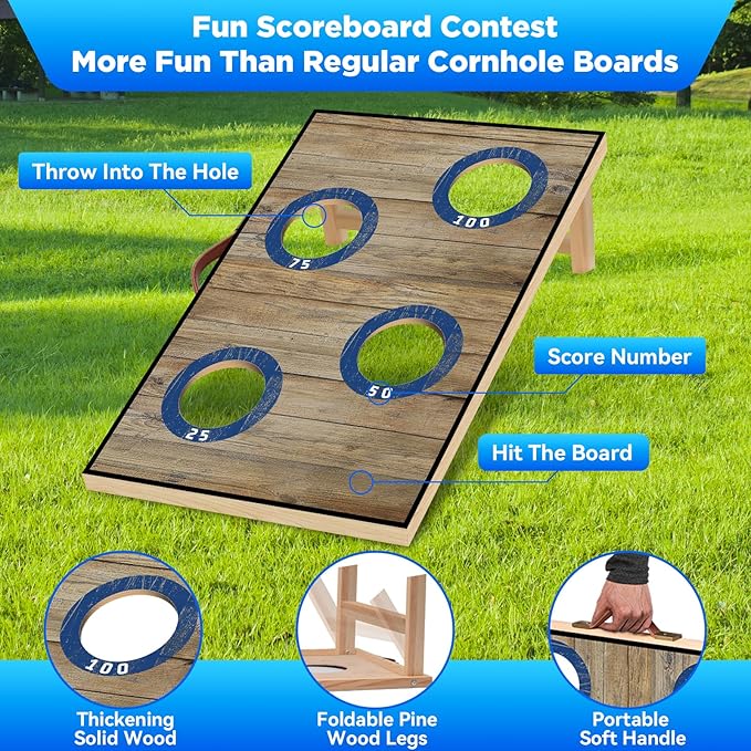 Portable Cornhole Board Set with Bean Bags,Choose 3 * 2 ft or 2 * 1 ft Cornhole Boards for Adults Kids Cornhole Games for Indoor and Outdoor Party Camping Equipment