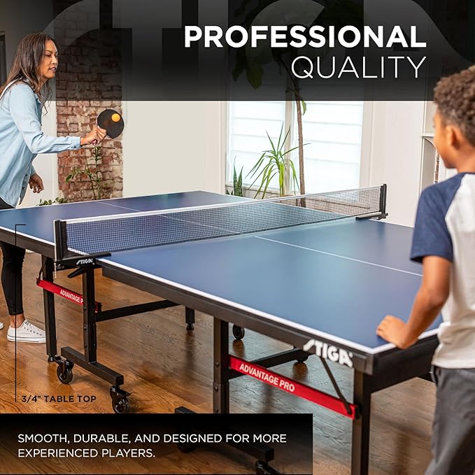STIGA Advantage Series Ping Pong Tables - 13, 15, 19, and 25mm Tabletops - Quickplay 10 Minute Assembly - Playback Mode - Recreational to Tournament Level