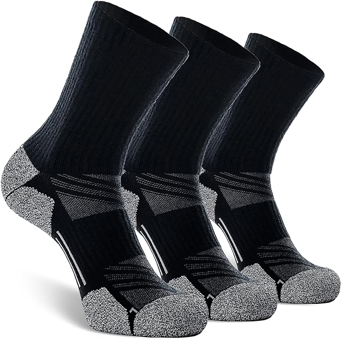 CWVLC Crew Hiking Socks, Cushion, Moisture Wicking, Arch Compression Boot Socks