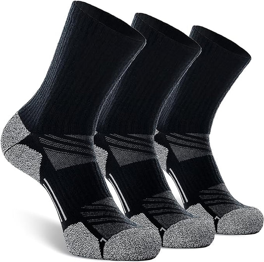 CWVLC Crew Hiking Socks, Cushion, Moisture Wicking, Arch Compression Boot Socks