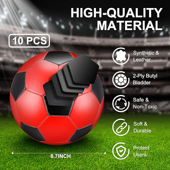Libima 13 Pcs Soccer Ball Bulk 10 Pcs Official Soccer Ball with 2 Pump and Carry Bag Indoor Outdoor Training Game Sport Gift for Youth Adult Back to School