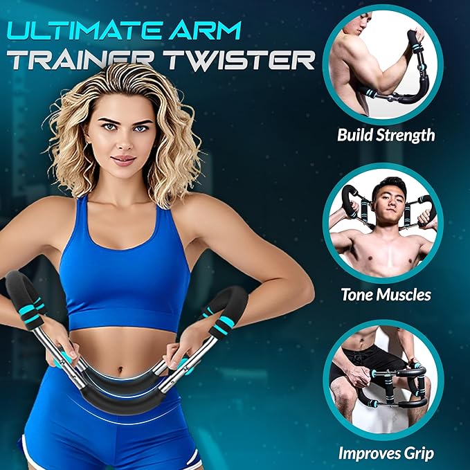 Twister Arm Trainer, Adjustable Twister Arm & Chest Exercise Equipment for Men & Women with 3 Resistance Levels (40-100lb), Detachable Power Twister, Home Gym Workout Trainer, Anti Slip Handle & A Bag