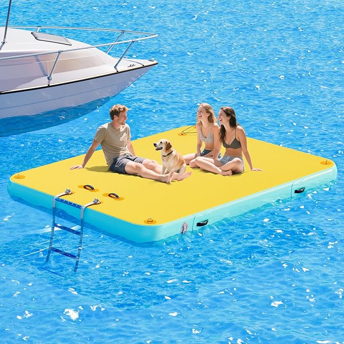 Specraft Inflatable Floating Dock, Non-Slip Air Dock Platform loating Island Raft with Rope Ladder for Pool Lake Beach Ocean