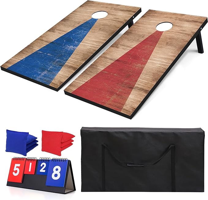 4x2 Ft Cornhole Boards Set, Premium Regulation Size Cornhole Boards with 8 All-Weather Bean Bags, Carrying Case and Scoreboard