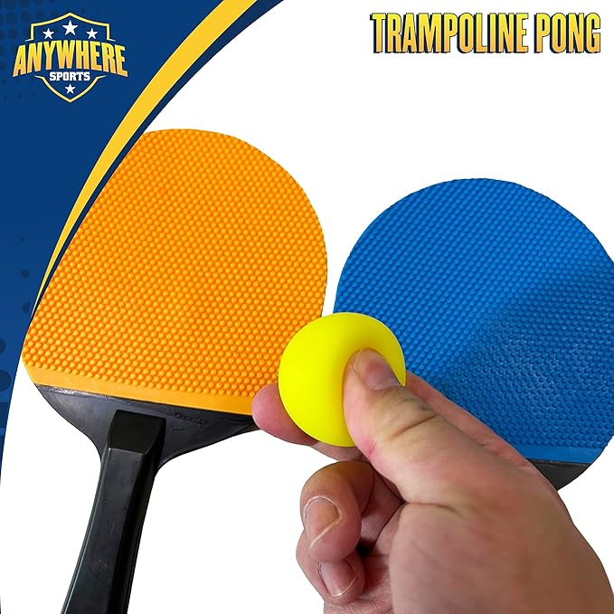 Nature Bound Anywhere Sports - Portable Trampoline Ping Pong Table Tennis Game for Indoor or Outdoor Use, Includes Two Paddles, Six Balls, Storage Bag, and Compact Size for Kids