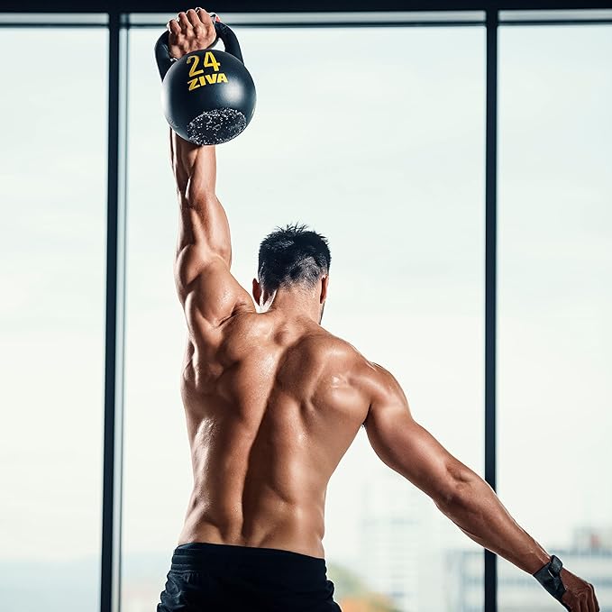 ZIVA Steve Cotter Signature Steel Competition Kettlebells - Hard-Wearing Crack-Resistant Powder Surface Coating, 34mm Steel Handle with Non-Slip Super Textured Powder Coating Grip - Avail 6kg - 32kg