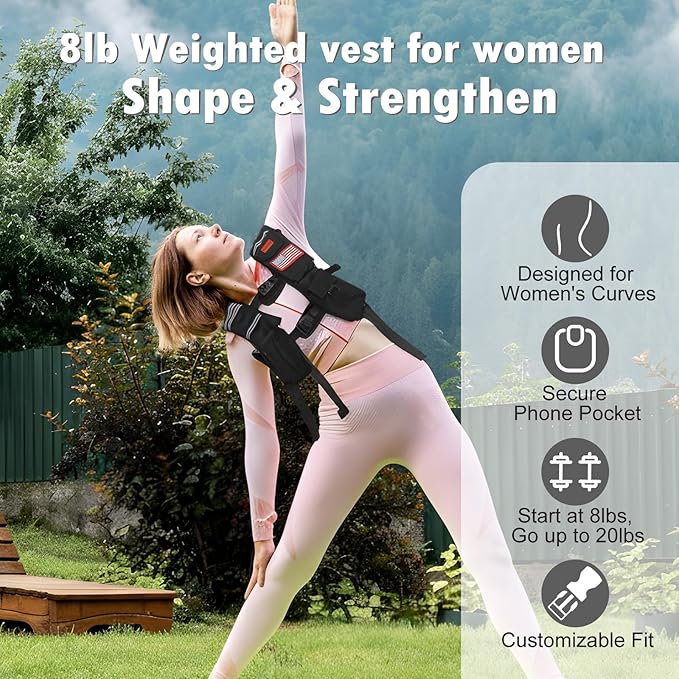 Weighted Vest for Woman and Men, 8lbs/12lbs/16lbs/20lbs/30lbs/40lbs Odorless Adjustable Straps Size Walking Vest,Running Vest with Underarm Buckle, Breathable Mesh Shoulder Pain Relief, Strength Training HIIT