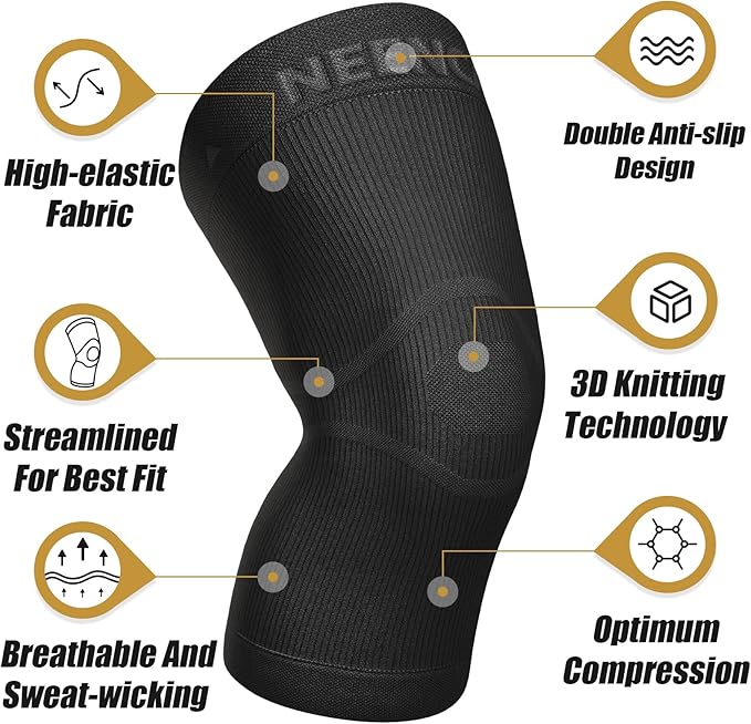 NEENCA Ultra-thin Knee Sleeve for Knee Pain, Lightest Knee Compression Sleeve with Graphene Ions Infused Fabric for Pain Relief, Swelling, Arthritis, Poor Circulation, Running, Sport- FSA/HSA Approved