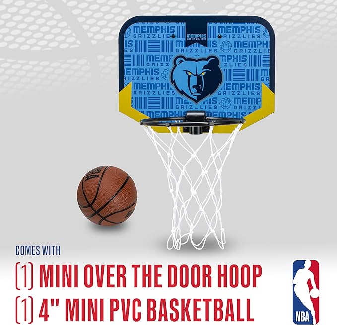 Franklin Sports NBA Team Over The Door Basketball Hoop - Kids Indoor Mini Basketball Hoop with Basketball - NBA Fan Shop Mini Hoop for Bedroom & Office