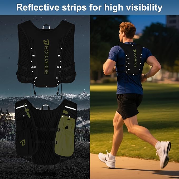 Running Vest Hydration Backpack for Men Women, 5L Lightweight Running Backpack Hydration Pack for Marathon, Trail, Cycling, Hiking, Jogging