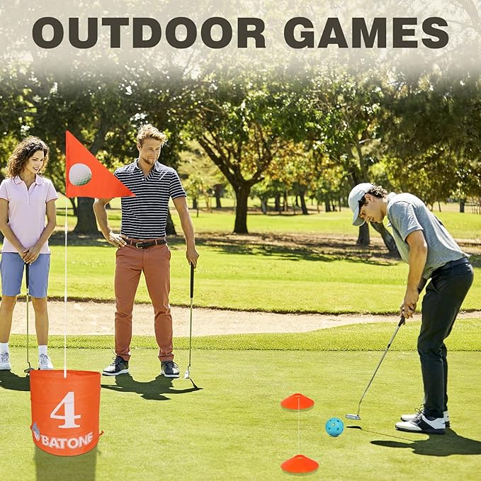 Golf Game W/Bucket - Backyard Golf Game for Family, Adults and Kids - Portable 6 Hole Golf Course Play Outdoor, Lawn, Park, Beach, Yard