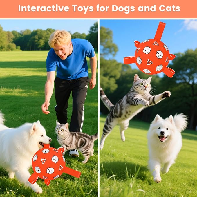 Dog Soccer Ball with Straps, Soccer Ball for Dogs, Outdoor Dog Toys, Dog Birthday Gift for Medium Large Dogs, 8 Inch