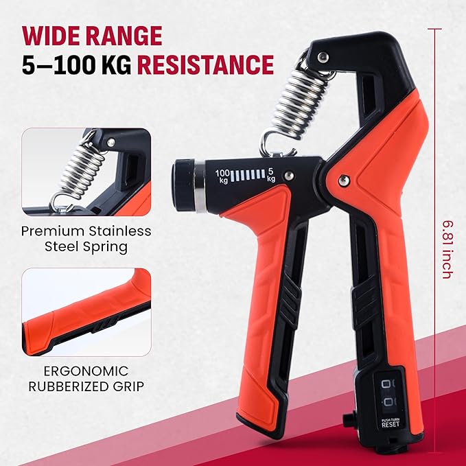 Grip Strength Trainer Kit, 4 Pack Hand Gripper Strengthener with Adjustable Resistance, Forearm Exerciser, Finger Strengthener & Stress Relief Ball for Muscle Building & Injury Recovery