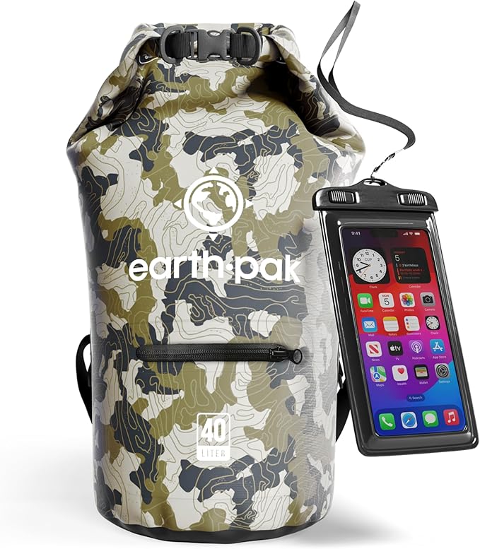 Earth Pak Waterproof Dry Bag with Zippered Pocket - Waterproof Dry Bag Backpack Keeps Gear Dry