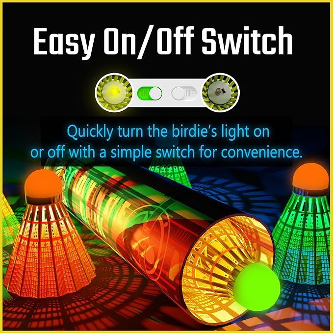 EAGLES LED Badminton Shuttlecocks - 5 or 11 Pack Lighting Birdies, Nylon Glow in The Dark Birdie Balls for Baseball Practice Plastic Light Up Birdies for Outdoor Indoor Sports