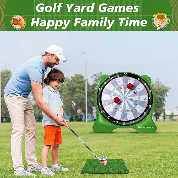 UBALANCE Giant Inflatable Dart Board for Adults, 6ft Outdoor Yard Games with 26 Sticky Balls, Soccer Tennis Golf Fun, Carnival Backyard Party & Lawn Sports