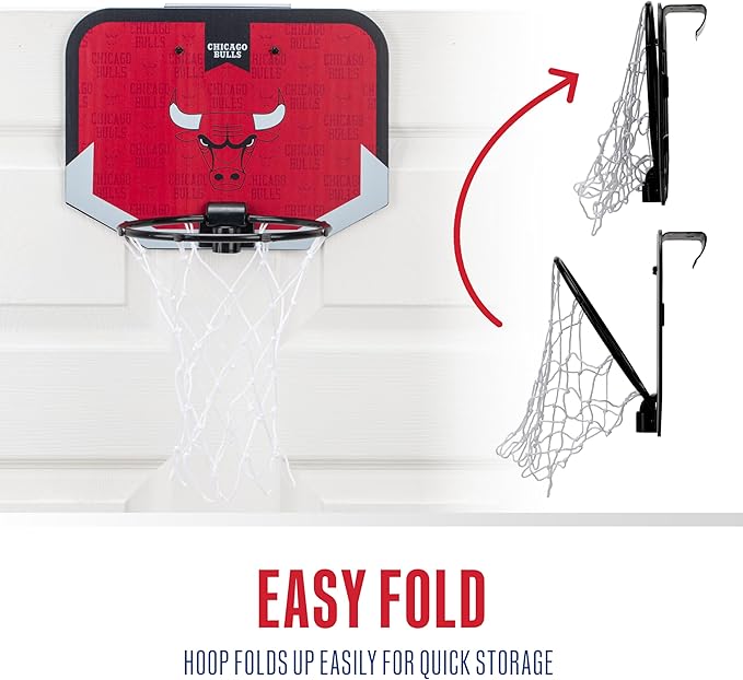 Franklin Sports NBA Team Over The Door Basketball Hoop - Kids Indoor Mini Basketball Hoop with Basketball - NBA Fan Shop Mini Hoop for Bedroom & Office