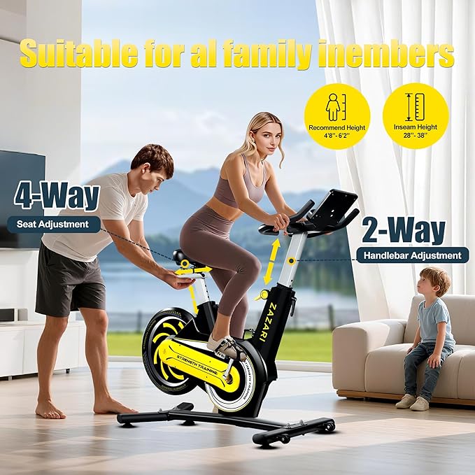 Magnetic Exercise Bike, 350 lbs Weight Capacity, Indoor Cycling Bike Stationary with Multi-Grip Handlebar, Comfortable Seat, Silent Belt Drive, Rear Flywheel & Tablet Holder