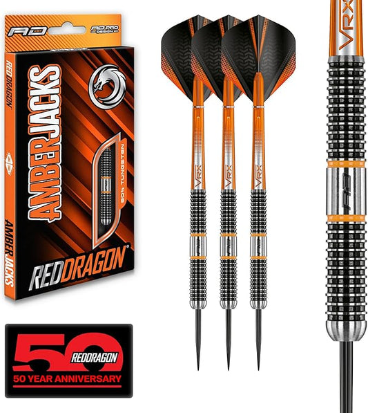 RED DRAGON Amberjack Series Darts Set with Flights and Shafts (Stems)