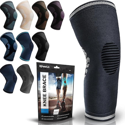 POWERLIX Compression Knee Sleeve for Women & Men, Medical Knee Brace for Arthritis & Knee Pain Relief, Meniscus Tear & Injury Recovery, Knee Support & Protection for Working Out, Running & All Sports