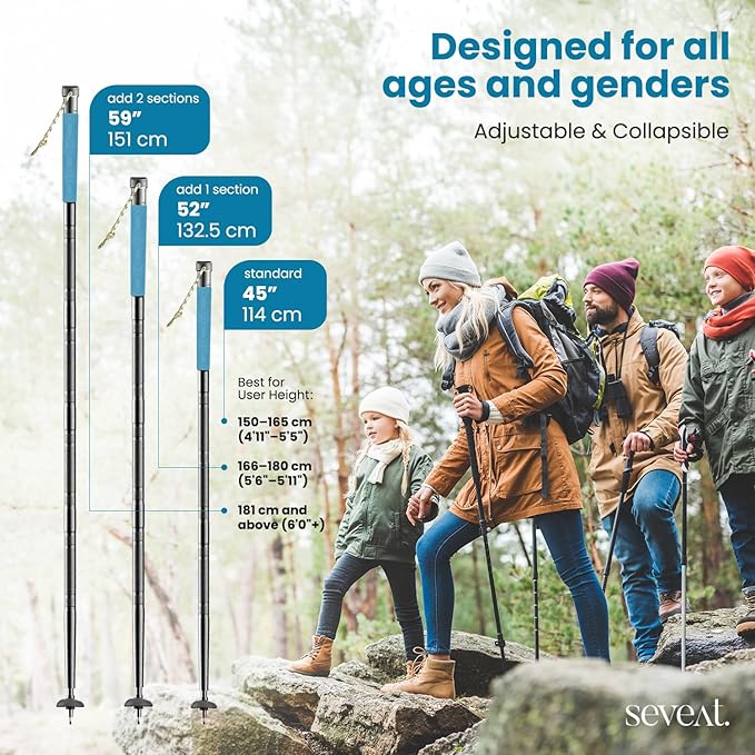 Multifunctional Tactical Hiking Stick – Lightweight Collapsible Trekking Pole with Survival Tools, Walking Staff for Camping, Hiking, Self-Defense, Outdoor Gear with Bag for Men, Dad, Husband (Black)