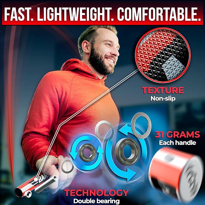 BARACUS Jump rope for women, men, kids | gym accessories for women | at home workout equipment | pesas para ejercicios en casa – Professional Speed Rope with Knurled Aluminum Handles & Hard Case