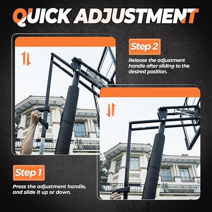 Basketball Hoop Outdoor Basketball Goal Portable Adjustable for Adults, Youth in Backyard, Driveway, Indoor, 44 Inch Pc Shatterproof Backboard, 2 Sand Bags and Portable Wheels