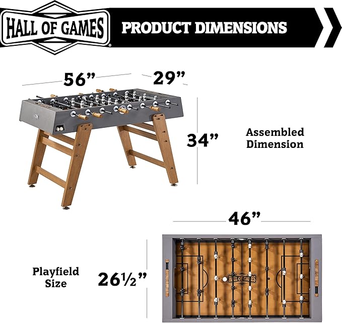 Hall of Games Foosball Tables Multiple Styles, Soccer with Durable & Stylish Designs with Tabletop Sports Soccer Balls, Perfect for Family Game Rooms