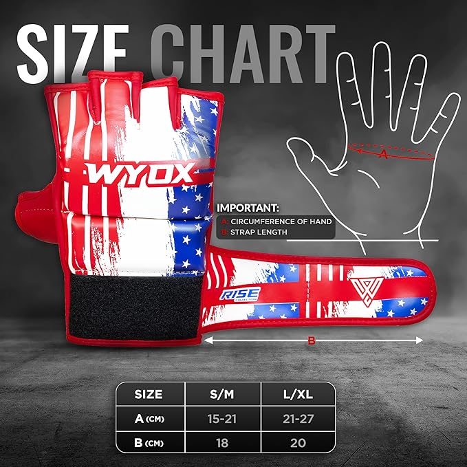 WYOX MMA Gloves for Men & Women – Grappling & Sparring Boxing Gloves with Open Palm Design, Padded Fingerless Training Gloves for Kickboxing, Muay Thai, Youth & Heavy Bag Workouts