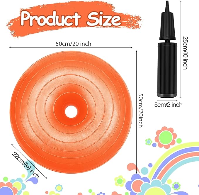 Lewtemi 6 Pcs Flexible Seating for Classroom Elementary 20 Inch Yoga Ball Chairs Large Inflatable Donut Exercise Ball Chair Stability Balance Trainer with Inflator for Kids Student(Bright Color)