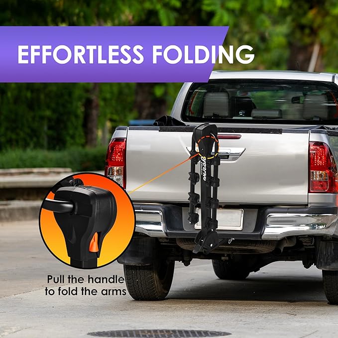 Young 4 Bike Rack Tilting Hitch Mounted with Convenient Pedal for Cars, SUVs and Trucks, Fits 1.25” and 2” Hitches, Carries 4 Bikes