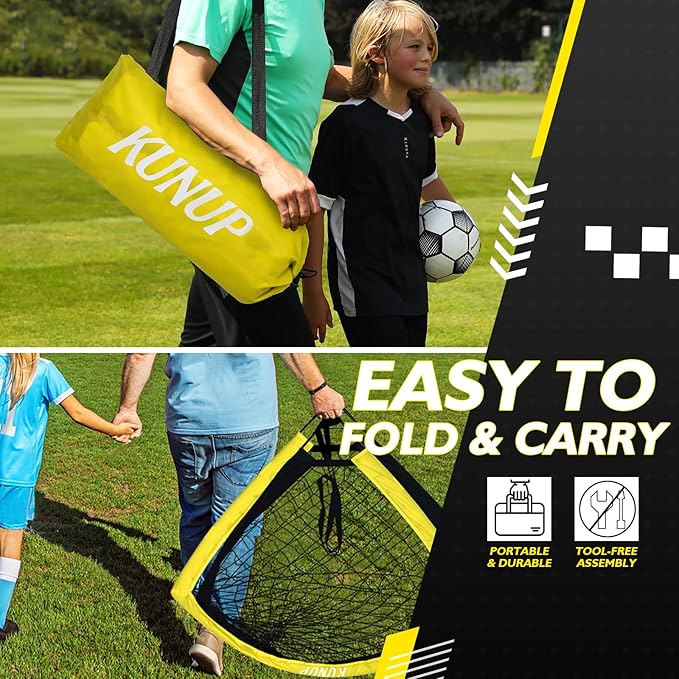 2 of 5×3 6x4 9x5 FT Portable Kids Soccer Goals Set, Foldable Soccer Practice Nets for Backyard with Carrying Bag for Toddler Youth Pop Up Soccer Training Equipment Indoor Outdoor Sports Game Gift